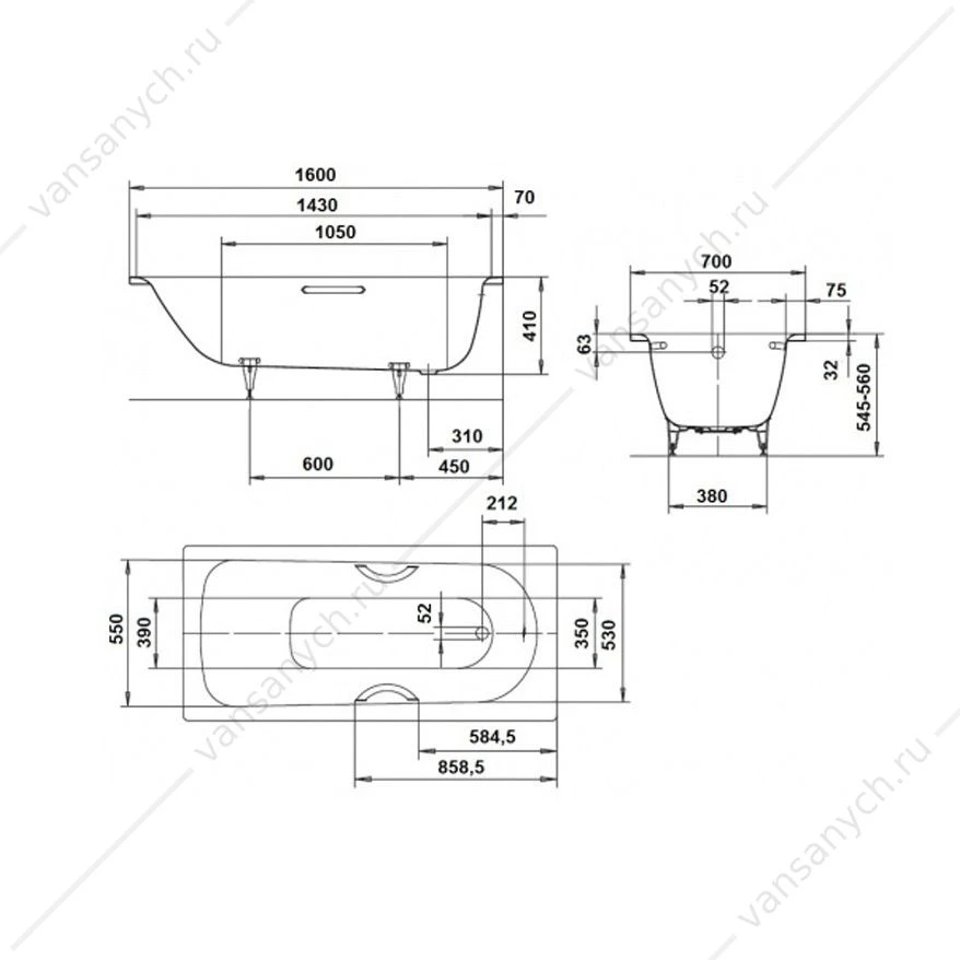 Ванна 160х70 Kaldewei Saniform Plus 362-1 белый + Easy Clean