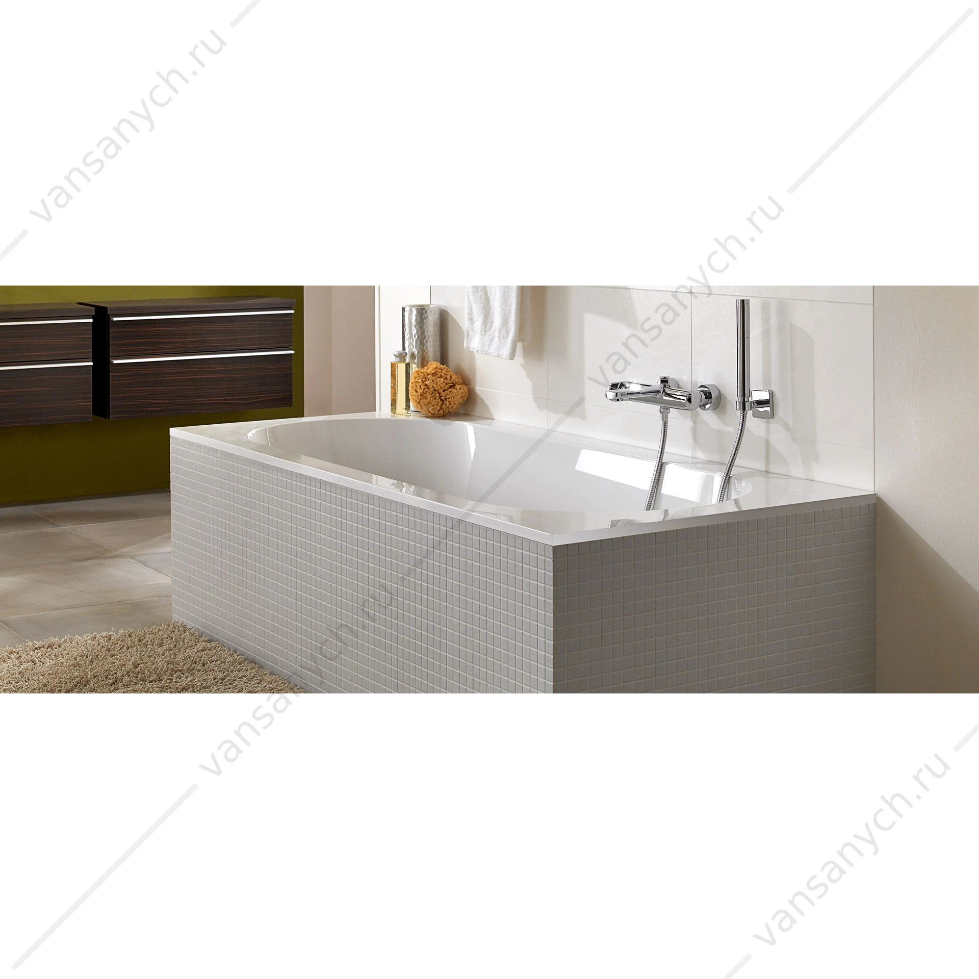 Ванна 170х75 Villeroy & Boch Oberon, с ножками, материал кварил Quaryl® UBQ170OBE2V-01