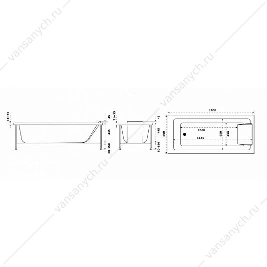 Ванна 180x80 акриловая Jacob Delafon Sofa ru E60516RU-00
