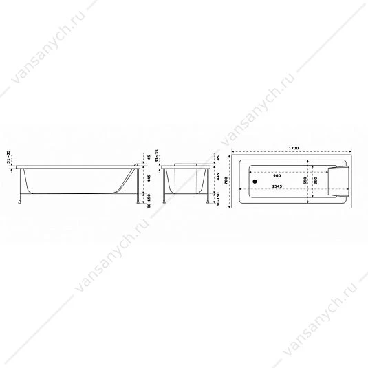 Ванна 170x70 акриловая Jacob Delafon Sofa ru E60518RU-00