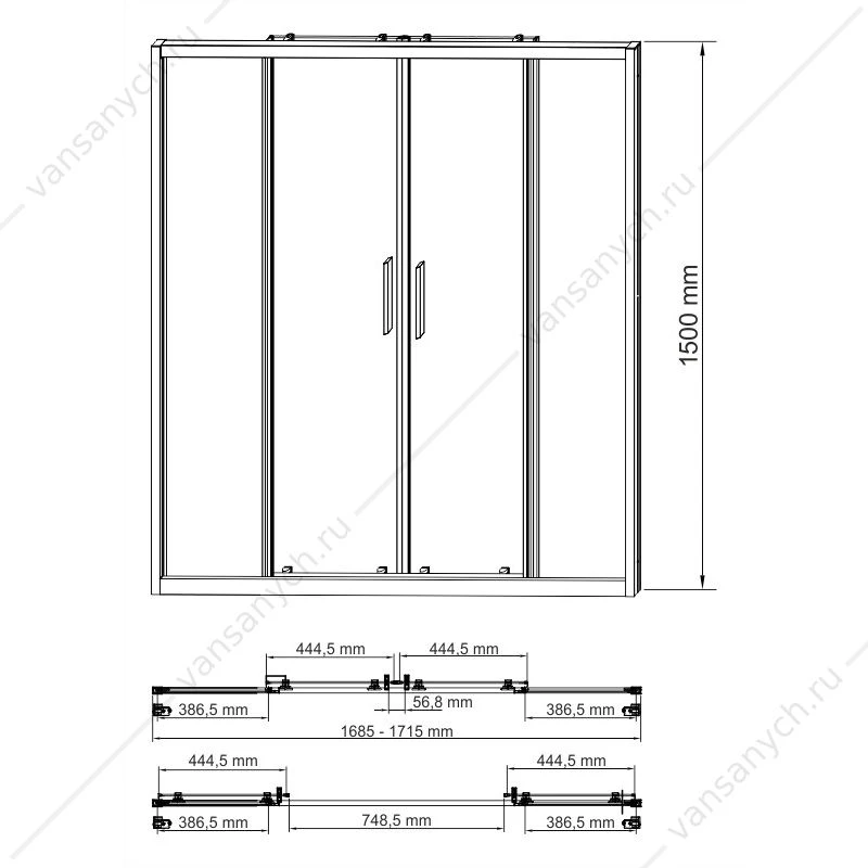 Шторка 170х150 Lippe 45S02-170, хром