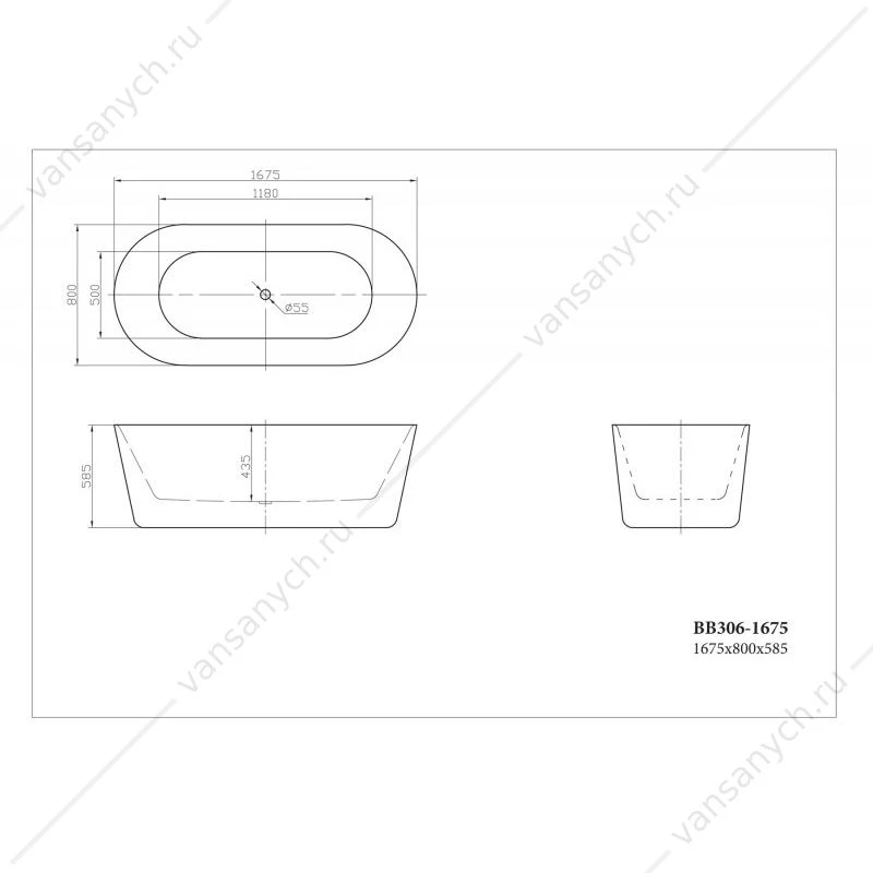 Ванна 167,5х78 акрил. BELBAGNO BB306 белая, BB306-1675