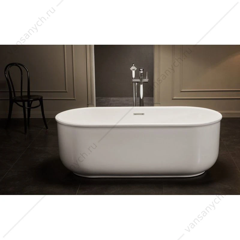 Ванна 170х80 акрил. BELBAGNO BB401 белая слив-перелив. хром, BB401-1700-800