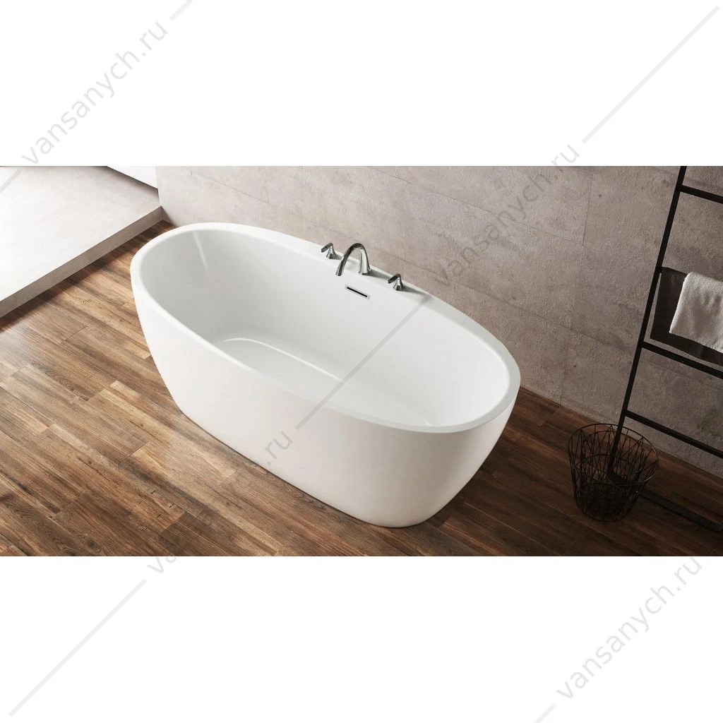 Ванна 170х80 акрил. BELBAGNO BB404 белая слив-перелив. хром, BB404-1700-800