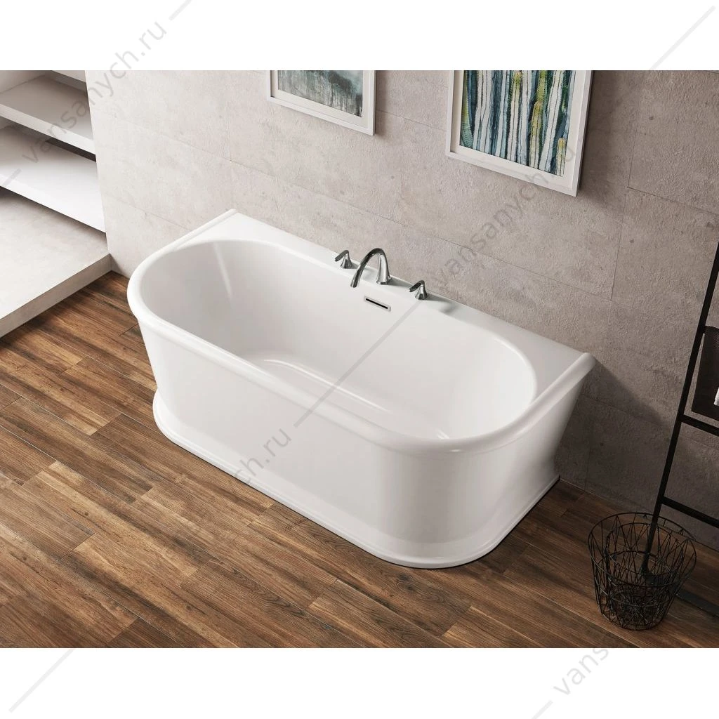 Ванна 150х80 акрил. BELBAGNO BB408 белая слив-перелив. хром, BB408-1500-800