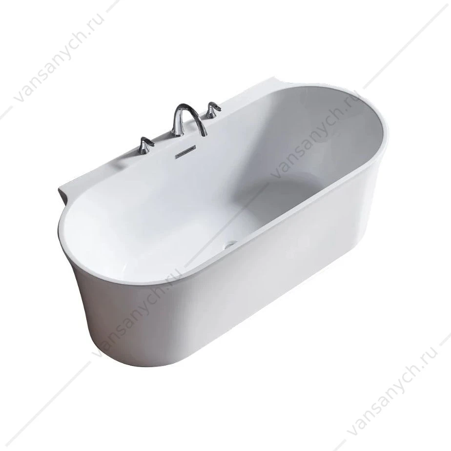 Ванна 170х80 акрил. BELBAGNO BB409 белая пристен. слив-перелив. хром, BB409-1700-800