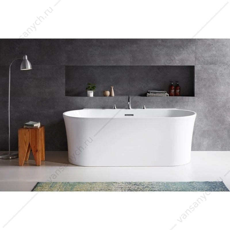 Ванна 170х80 акрил. BELBAGNO BB409 белая пристен. слив-перелив. хром, BB409-1700-800