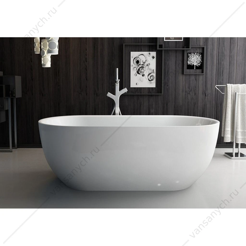 Ванна 150х80 акрил. BELBAGNO BB70 белая слив-перелив. хром, BB70-1500-800
