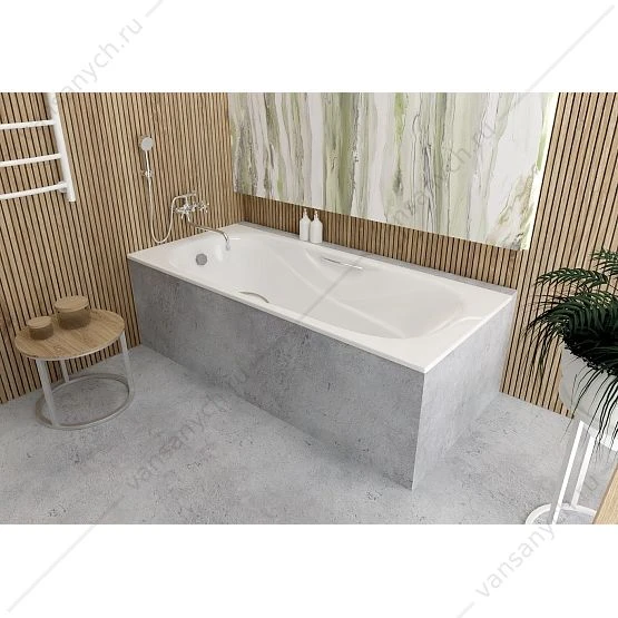 Ванна 150х75 чугунная AQUATEK ГАММА с 4-мя ножками, 2-мя ручками, AQ8050FH-00