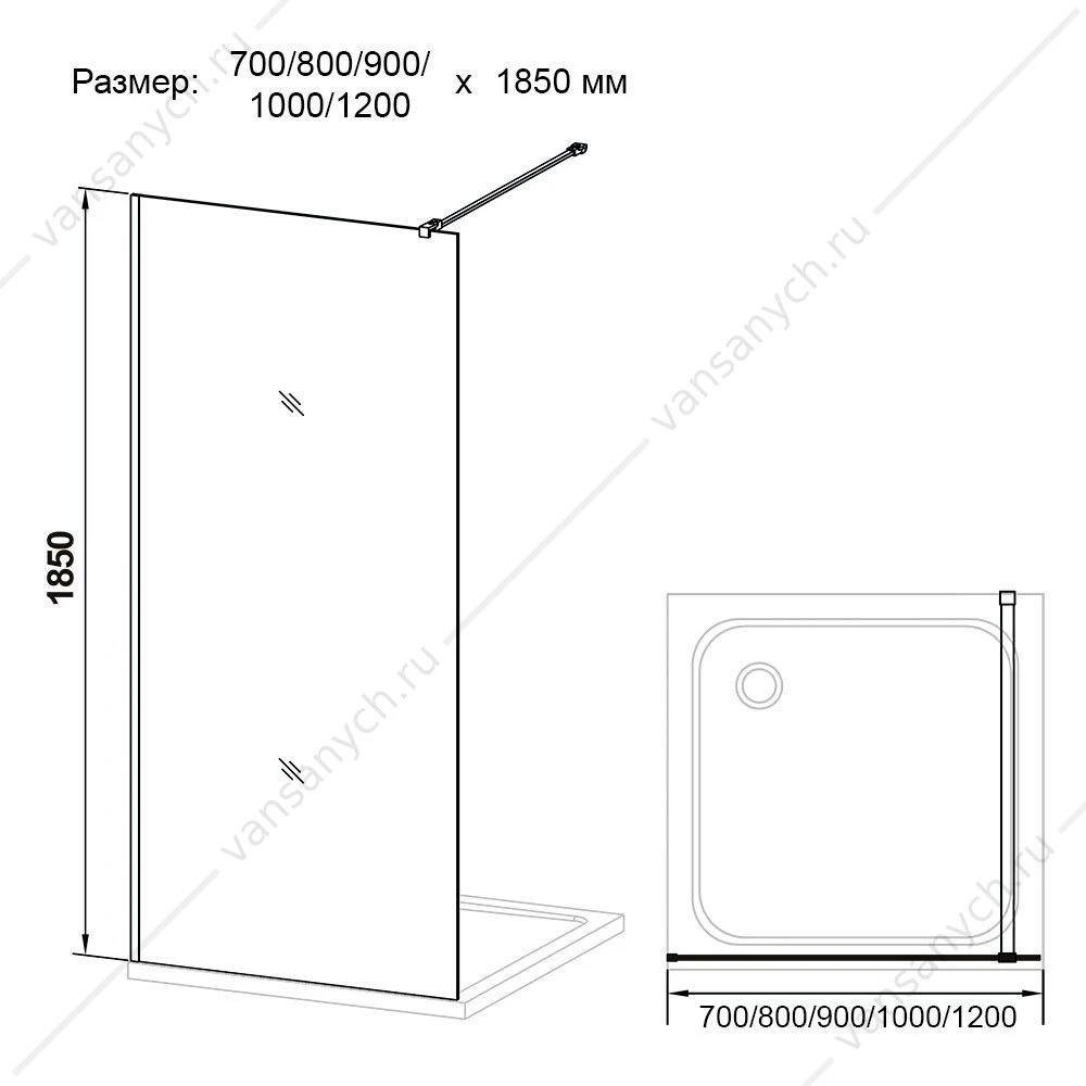 Душевая перегородка Veconi Korato  KR-71 Frost Line, 90*185, KR71-90-04-19C1