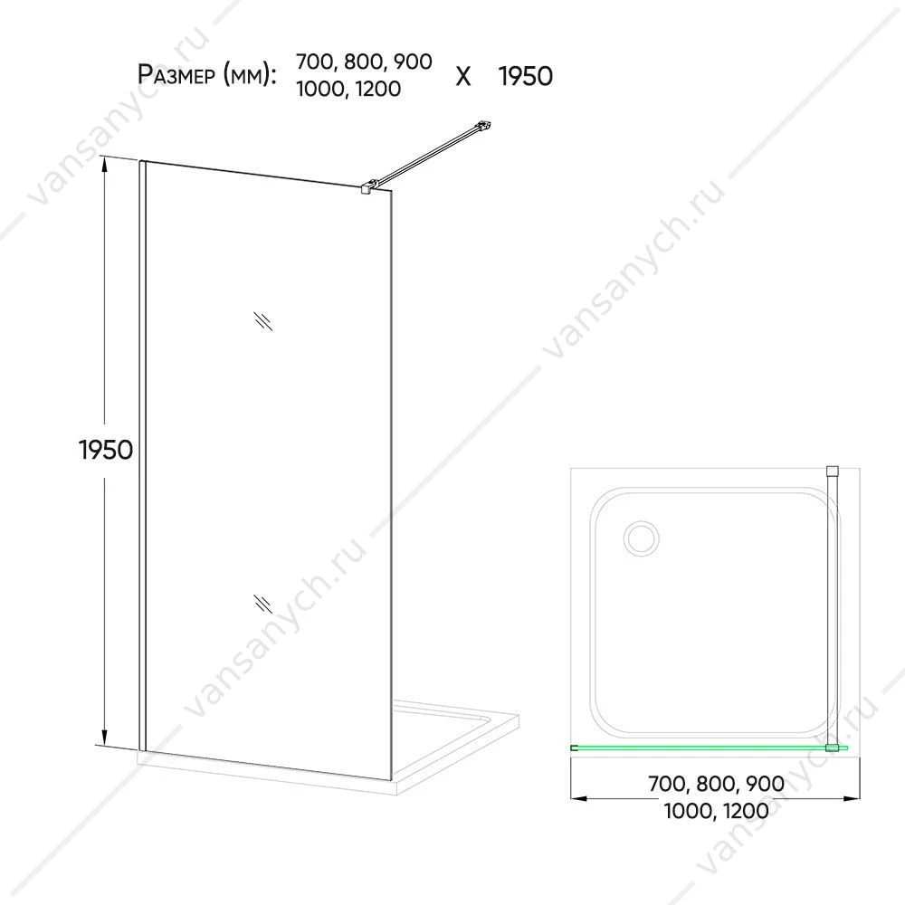 Душевая перегородка Veconi Korato  KR-72 Frost Line, 120*195, KR72-120-04-19C1