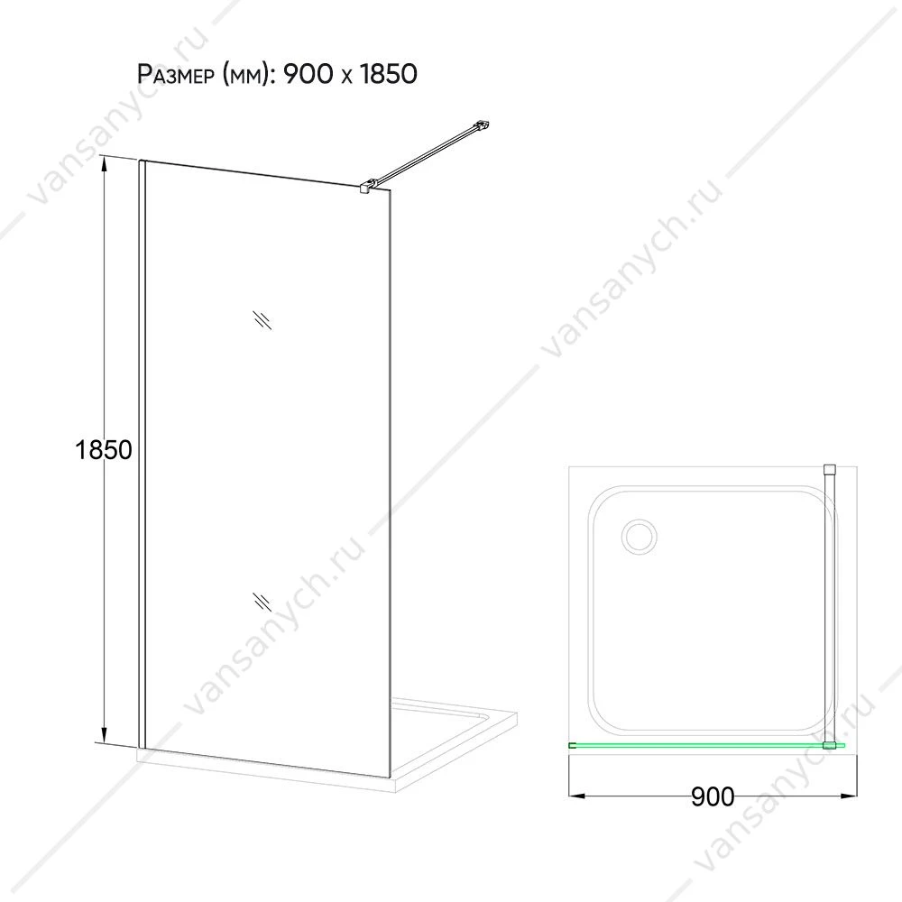 Душевая перегородка Veconi Korato  KR-74, 90*185, KR74-90-01-19C2