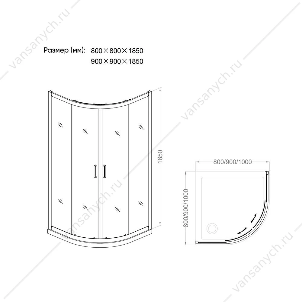 Душевой угол Veconi Rovigo RV-01, 100*100*185, RV01-100PL-01-19C1