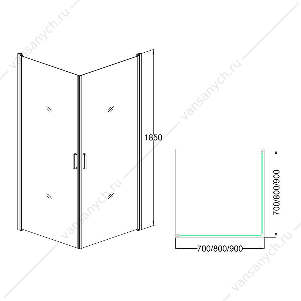 Душевой угол Veconi Rovigo RV-12, 80*80*185, RV12-80K-01-19C1