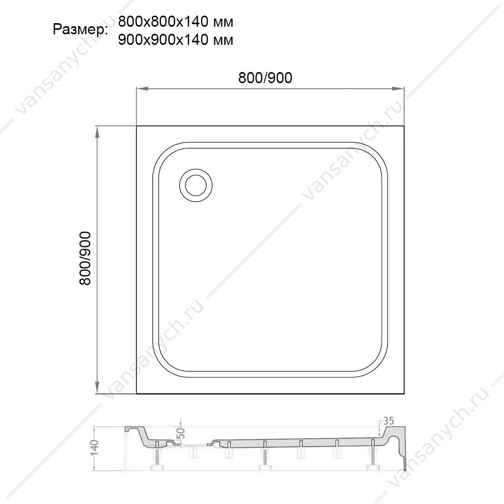 Поддон Veconi Tezeo TZ-01, 100*100*14, TZ01-100PL-01-19С1