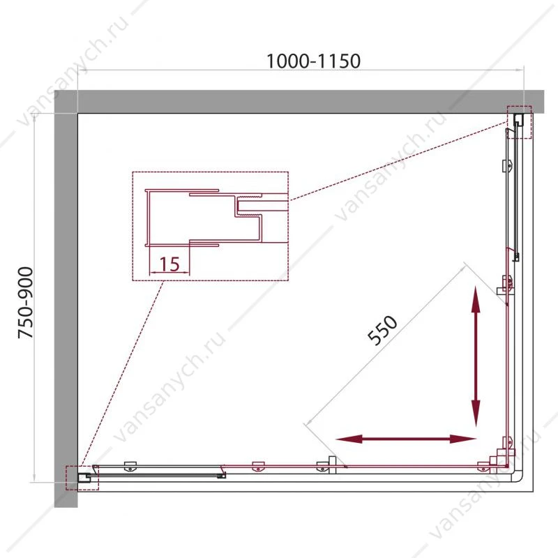 Душевой уголок BELBAGNO UNIQUE-AH-2 110/115 на 75/90 прозрачное (С)