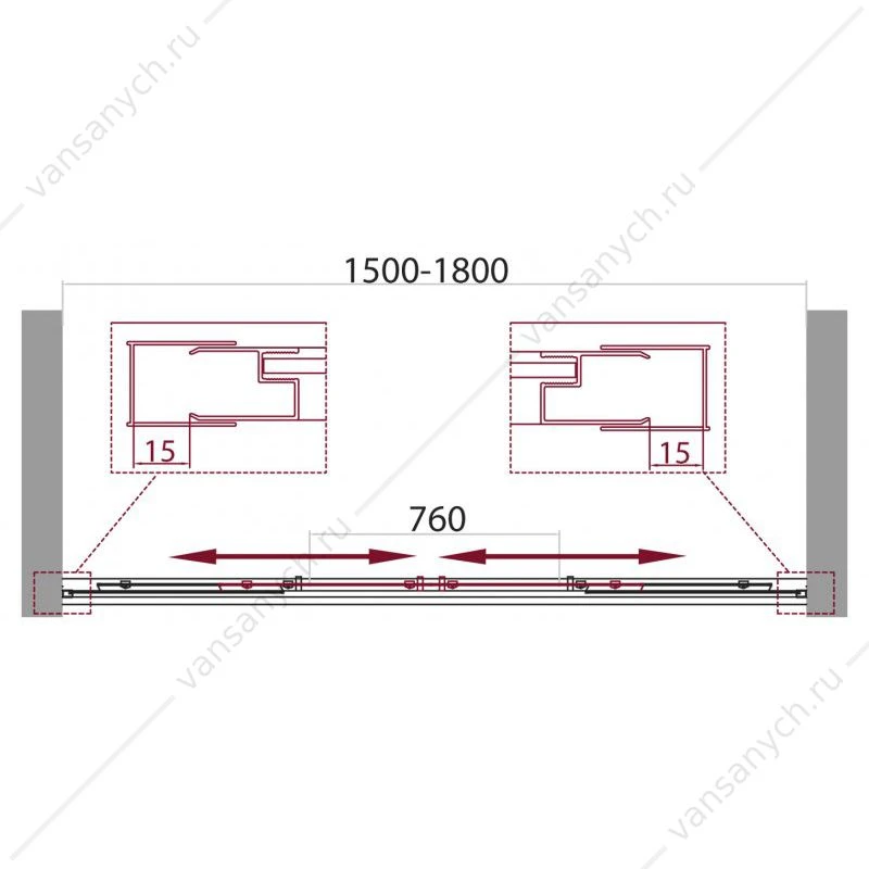 Шторка 150/х140 180на ванну BELBAGNO UNIQUE-VF-2 150/180 прозрачное (С) UNIQUE-VF-2-150/180-140-C-Cr
