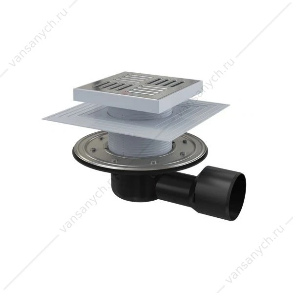 Сливной трап AlcaPlast APV3444 150х150/75 мм, боковая подводка