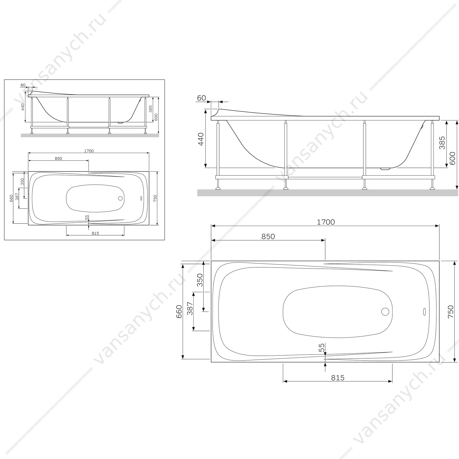 Панель фронтальная для ванны AM.PM Sensation A0 170х75 см, W30A-170-075W-P