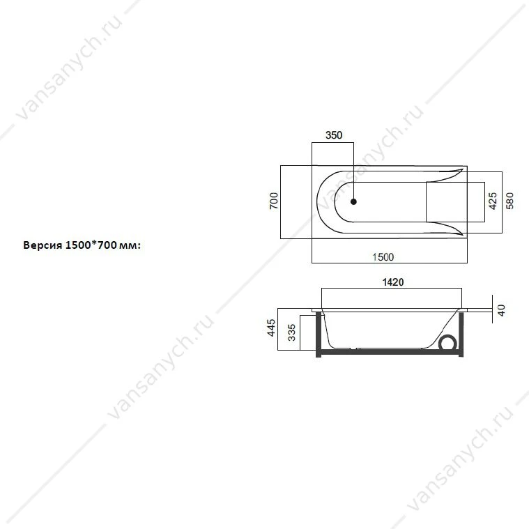 Ванна гидромассажная AM.PM Spirit, EVO 150*70 на каркас е, без фронт. панели, W72W-150-070W1D
