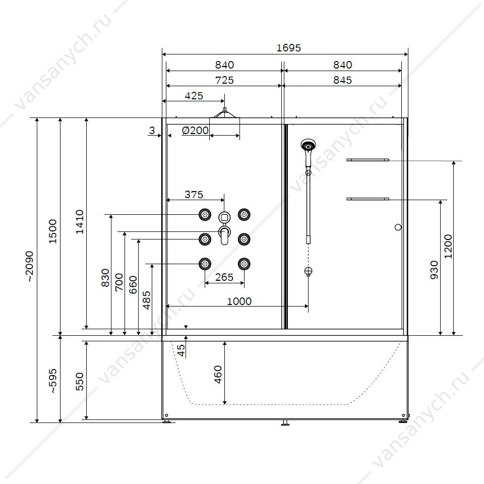 Комбинированный бокс AM.PM Sense 170х85, W75B-170-085WTA