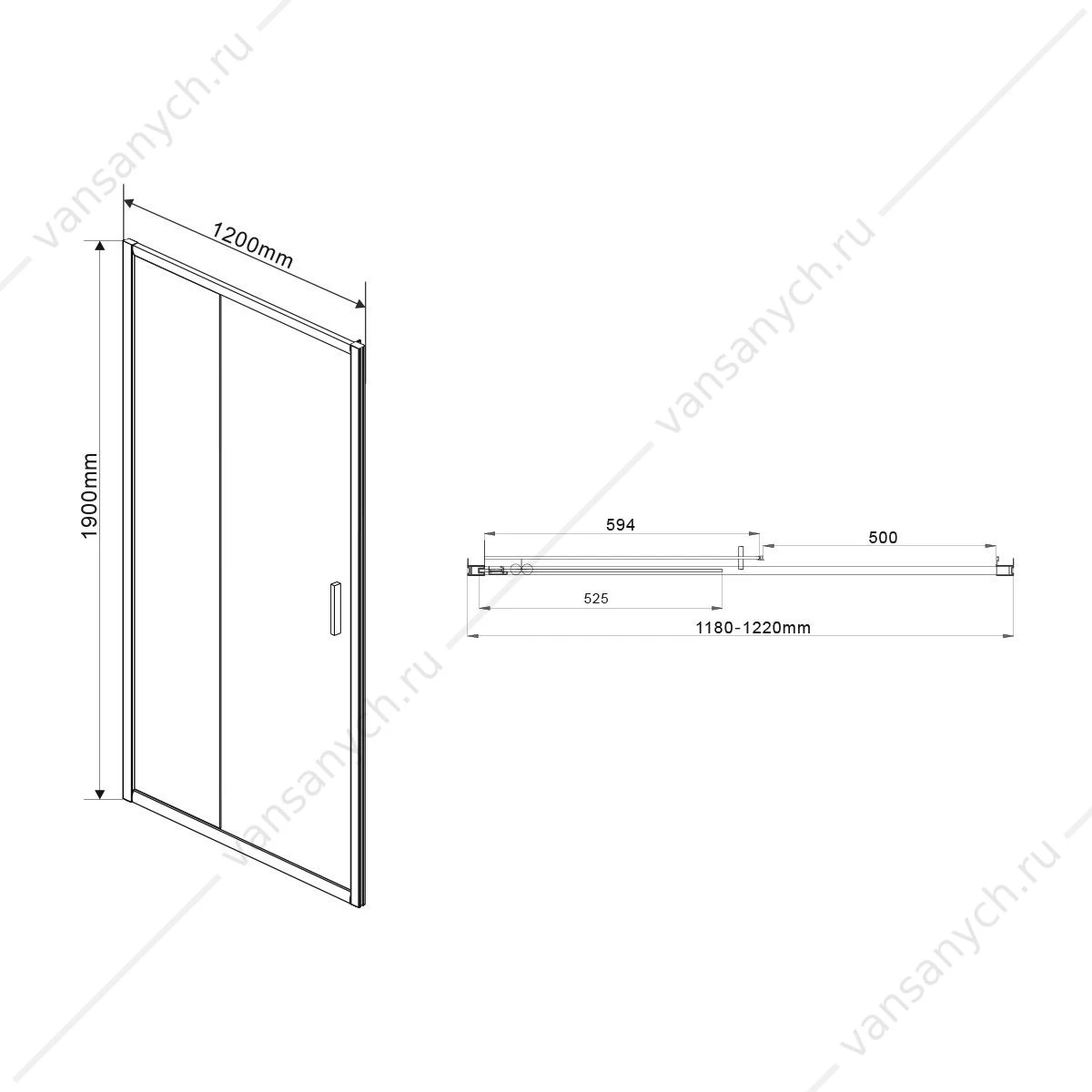 Душевая дверь Vincea Garda VDS-1G120CLB, 1200, черный, стекло прозрачное