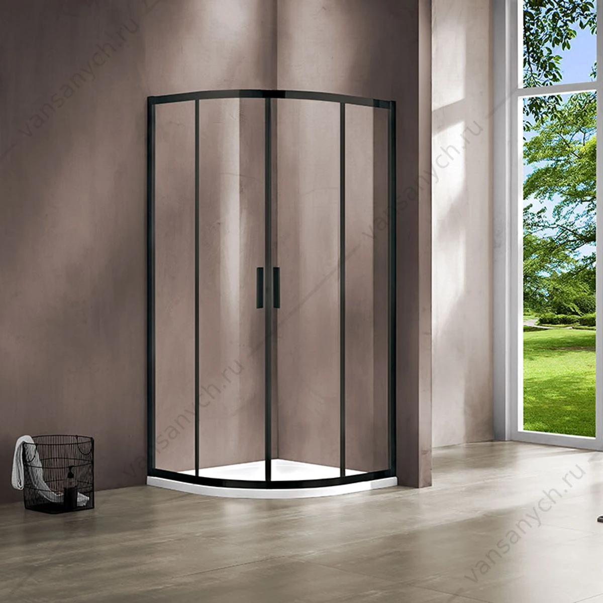 Душевой уголок Vincea Garda VSQ-1G900CLB, 900*900, черный, стекло прозрачное