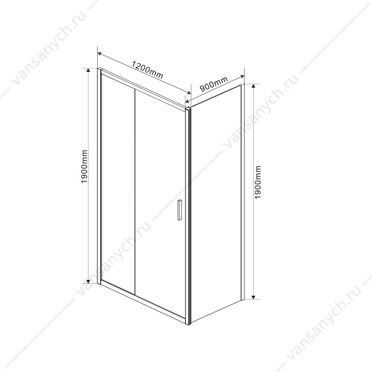 Душевой уголок Vincea Garda VSR-1G9012CLB, 1200*900, черный, стекло прозрачное