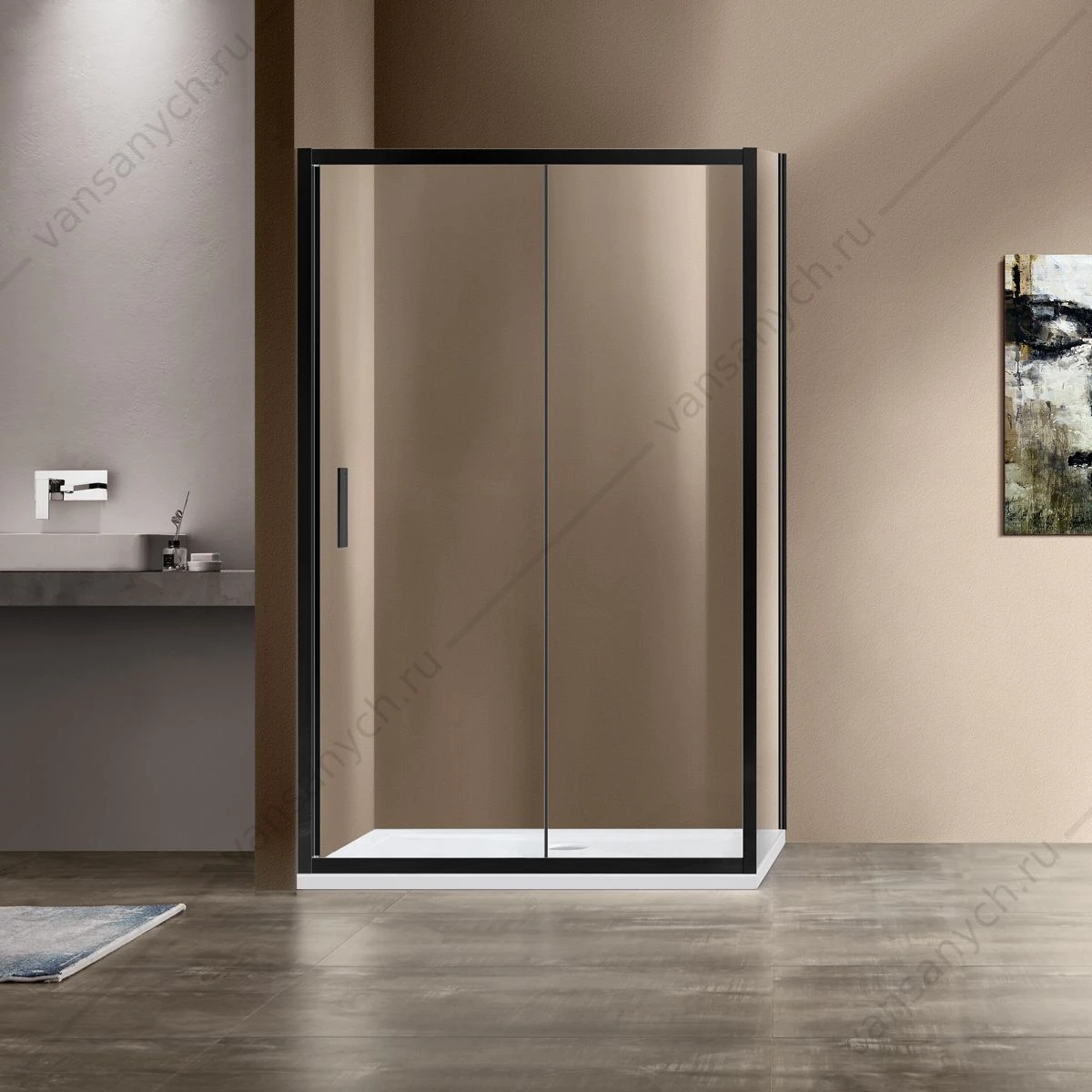 Душевой уголок Vincea Garda VSR-1G8013CLB, 1300*800, черный, стекло прозрачное