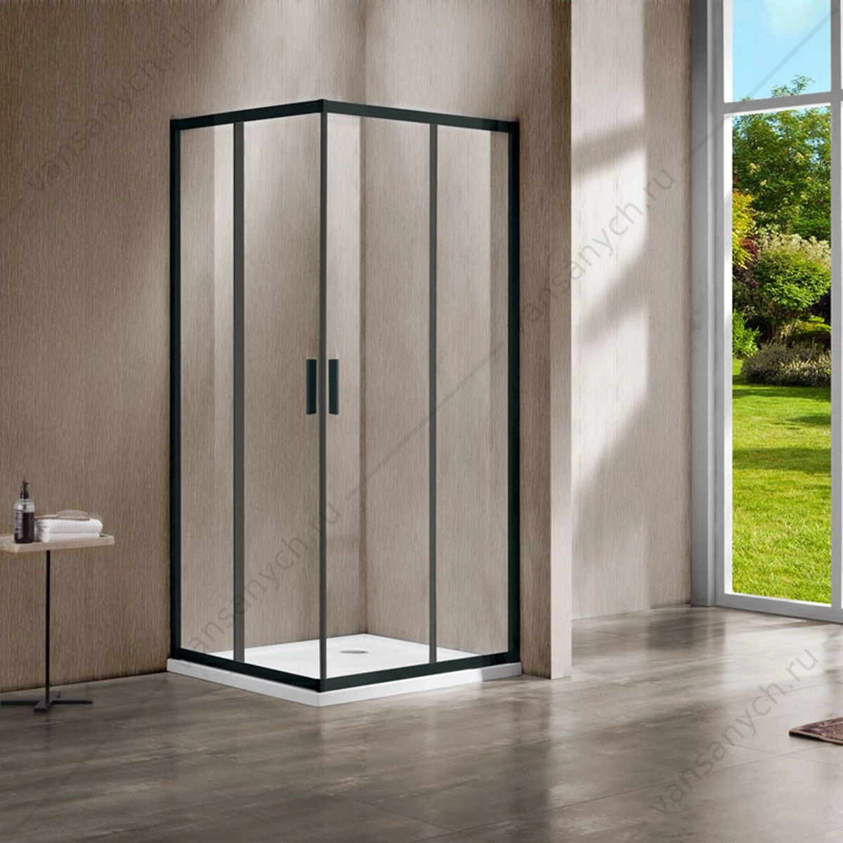 Душевой уголок Vincea Garda VSS-1G8010CLB, 1000*800, черный, стекло прозрачное