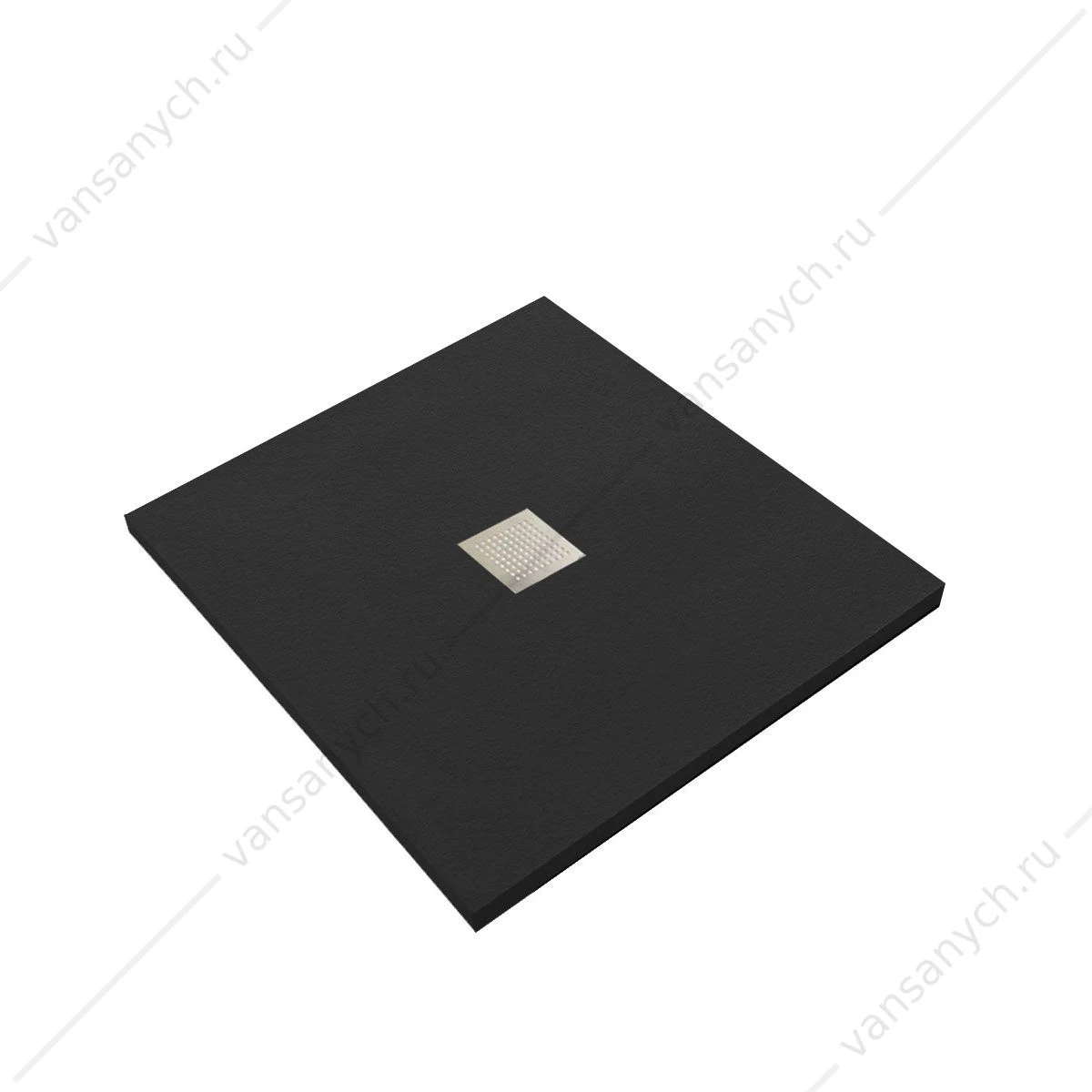 Поддон из камня Vincea VST-2SR29090B, 900*900*35, черный, сифон