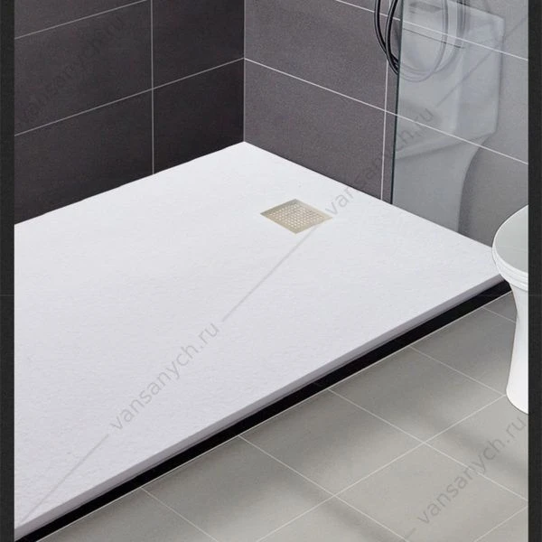 Поддон из камня Vincea VST-2SR28010W, 1000*800*35, белый, сифон