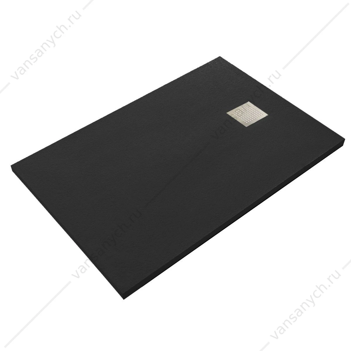 Поддон из камня Vincea VST-2SR28012B, 1200*800*35, черный, сифон