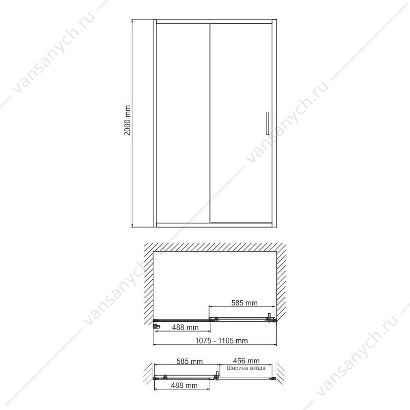 Душевая дверь 110х200 Main 41S13, хром
