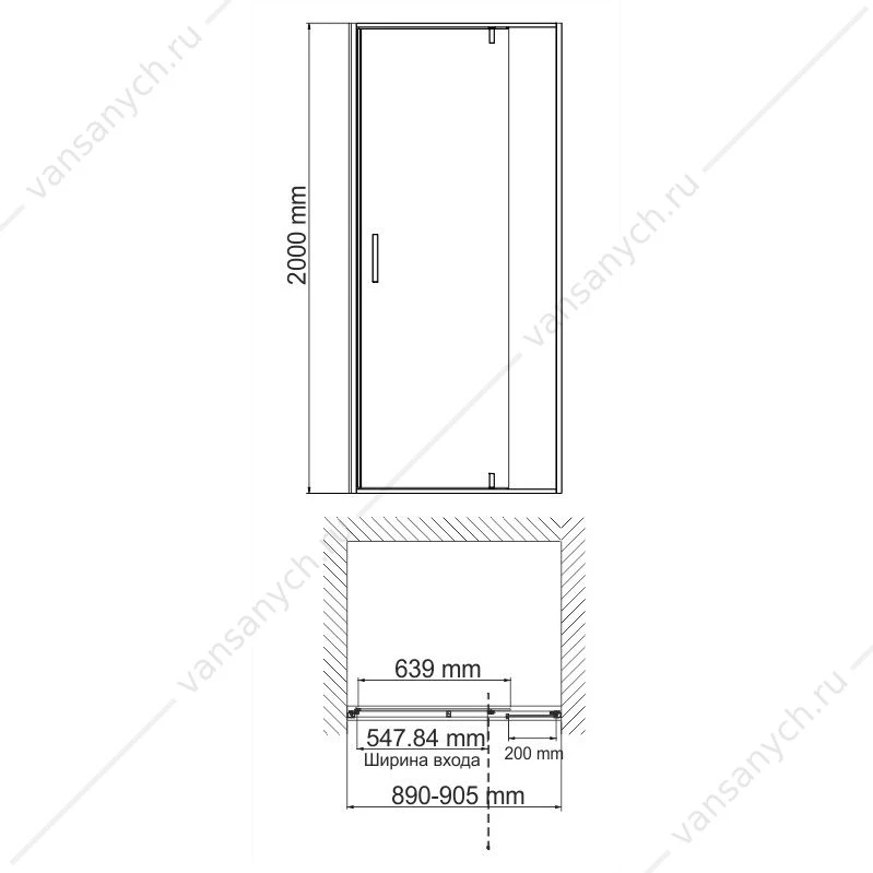 Душевая дверь 120х200 Elbe 74P05, черный