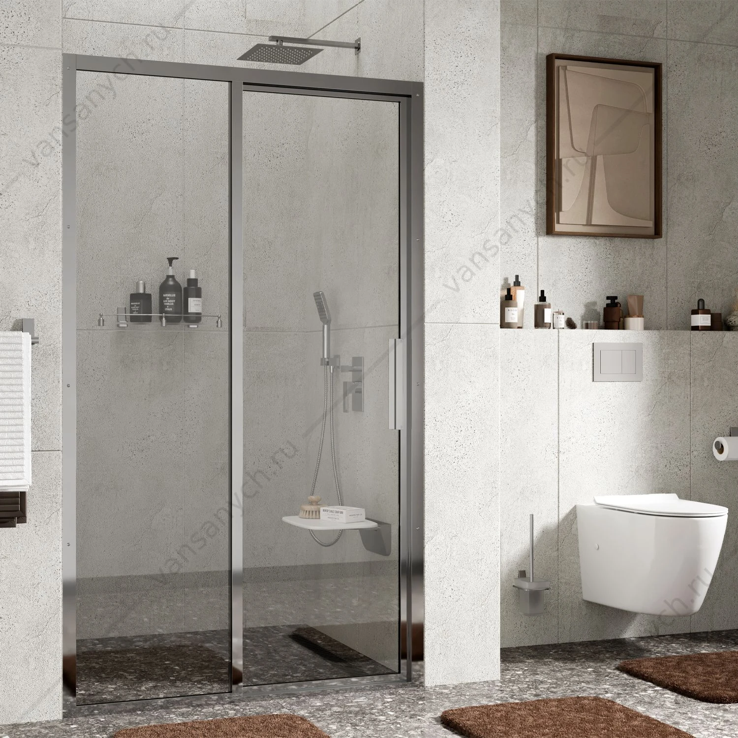 Душевая дверь 120х200 Lopau 32S05L, хром