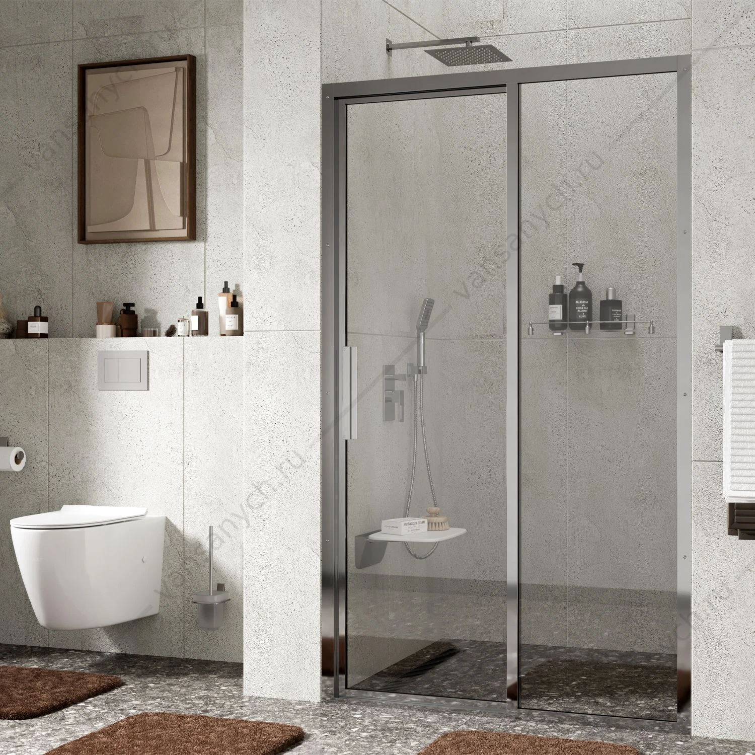 Душевая дверь 120х200 Lopau 32S05R, хром