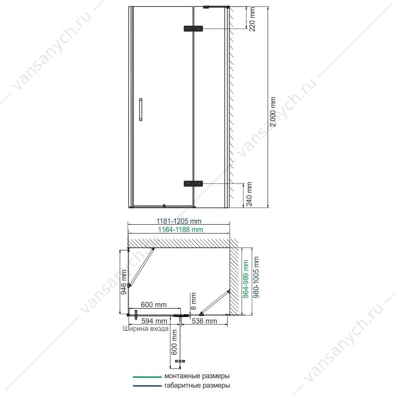 Душевой уголок 120х80х200 Aller 10H06LBLACK, черный/хром