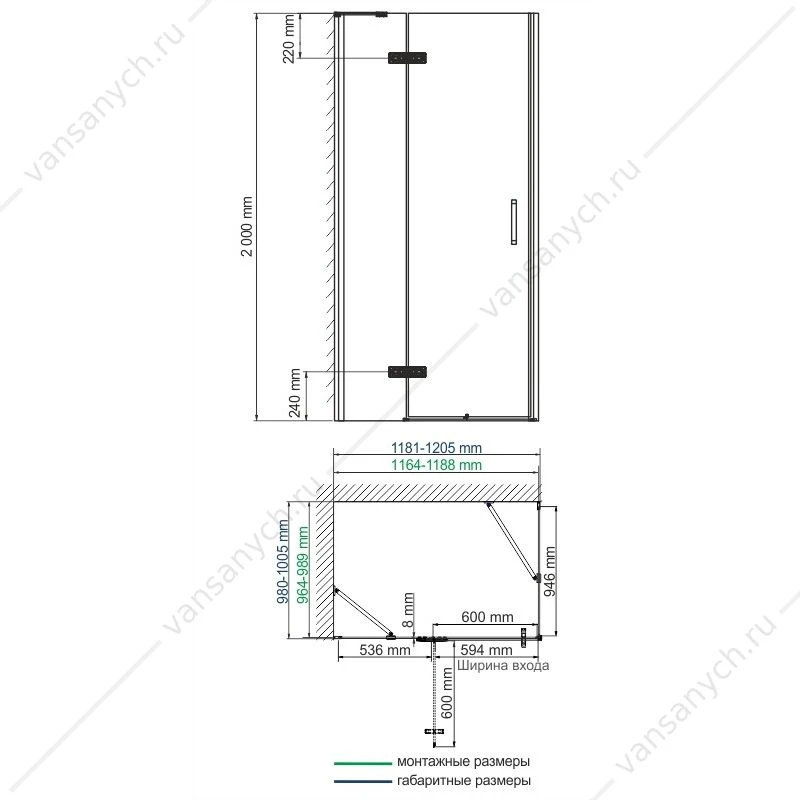 Душевой уголок 120х80х200 Aller 10H06RBLACK , черный/хром