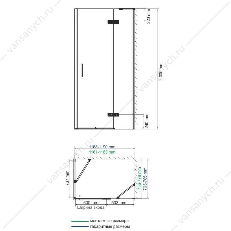 Душевой уголок 120х100х200 Aller 10H10RBLACK, черный/хром