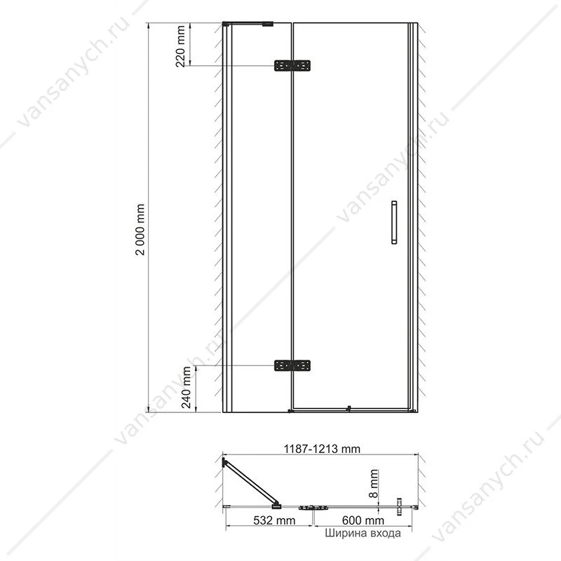 Душевая дверь 120х200 Aller 10H05LWHITE, белый/хром