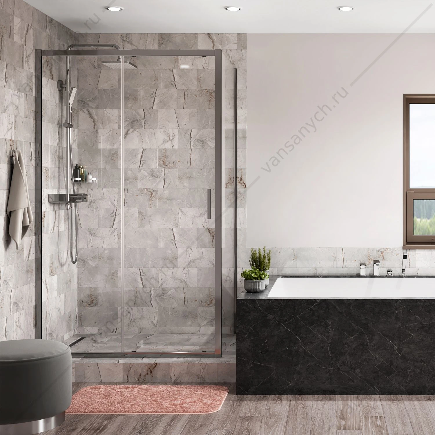 Душевой уголок 120х80х200 Main 41S06, хром