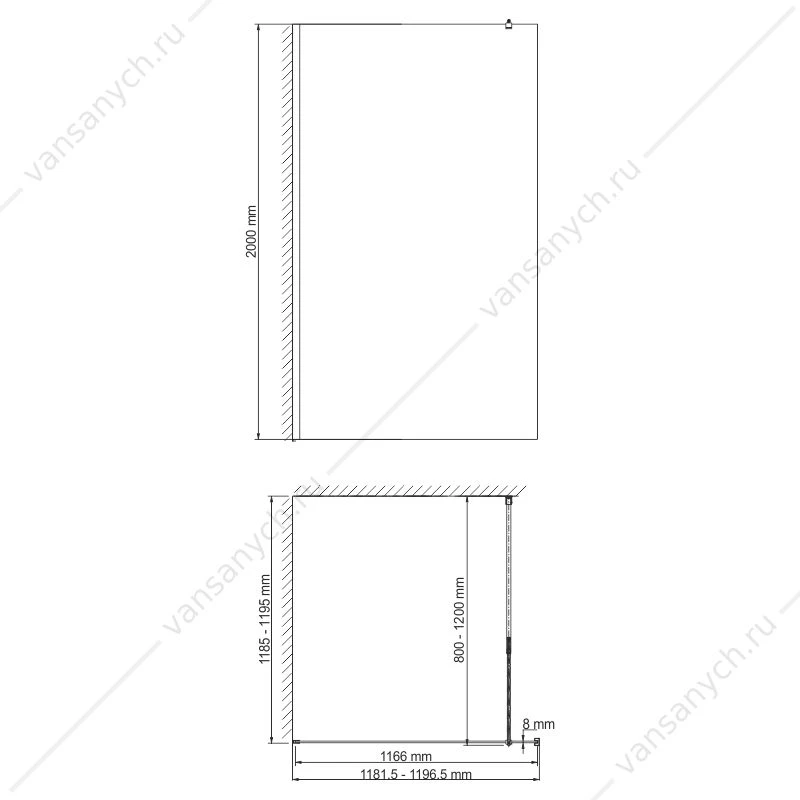 Душевая перегородка 120х200 Abens 20W40, черный