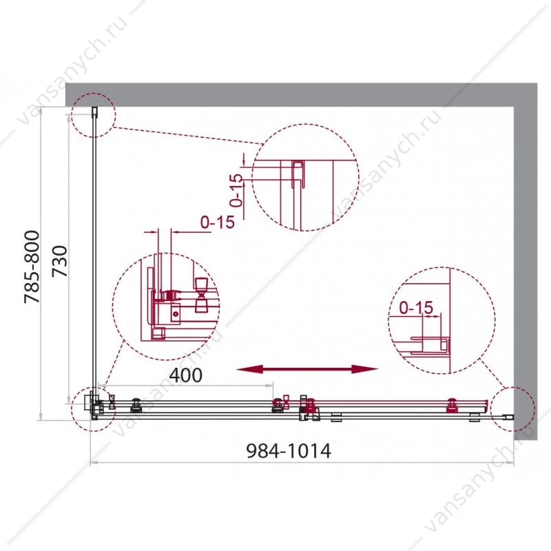 Душевой уголок 100х80 BELBAGNO ACQUA-AH-1-100/80-C-Cr хром