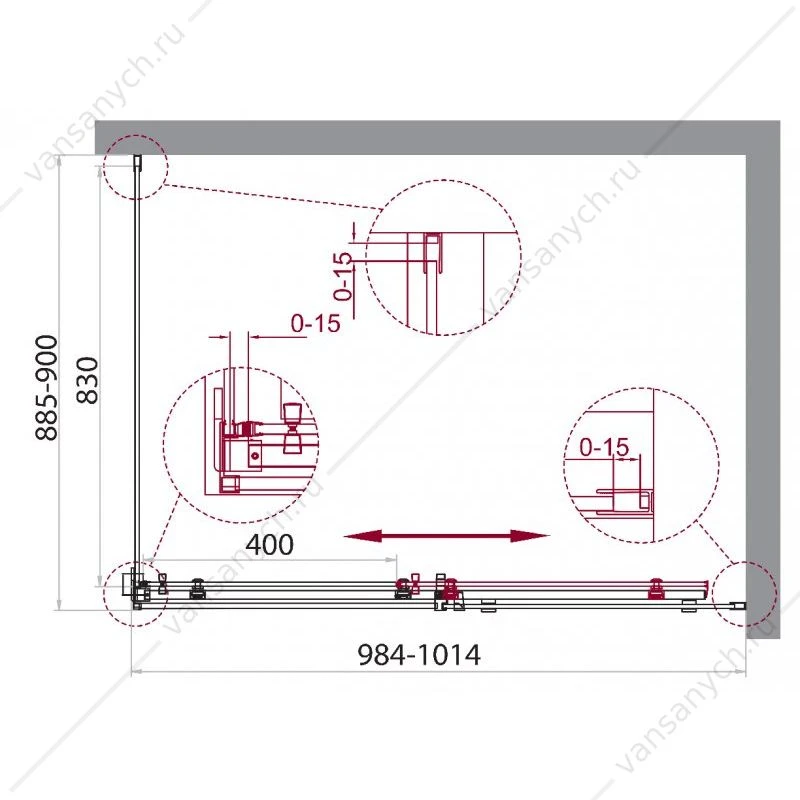 Душевой уголок 100х90 BELBAGNO ACQUA-AH-1-100/90-C-Cr хром