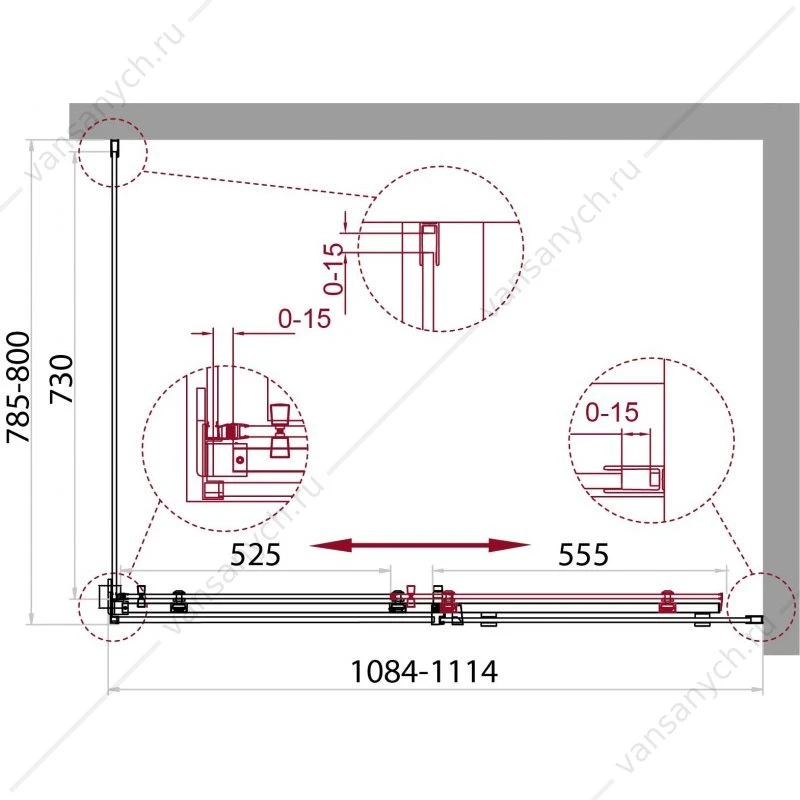 Душевой уголок 110х80 BELBAGNO ACQUA-AH-1-110/80-C-Cr хром