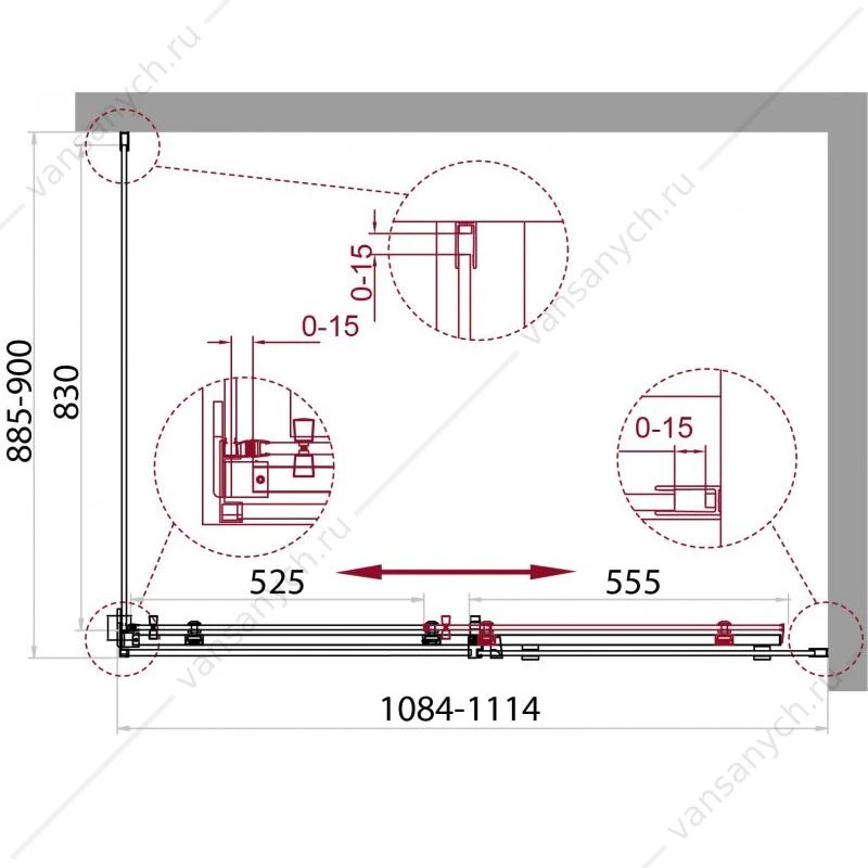Душевой уголок 110х90 BELBAGNO ACQUA-AH-1-110/90-C-Cr хром