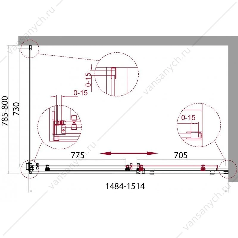 Душевой уголок 150х80 BELBAGNO ACQUA-AH-1-150/80-C-Cr хром