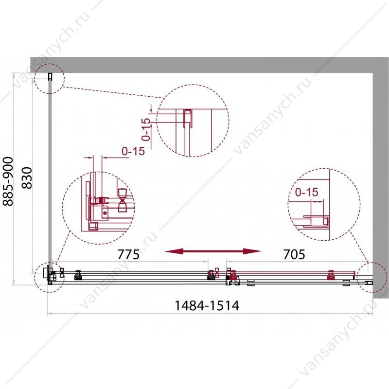Душевой уголок 150х90 BELBAGNO ACQUA-AH-1-150/90-C-NERO черный