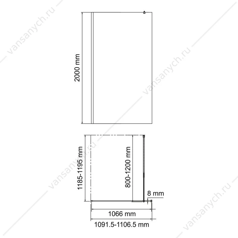 Душевая перегородка 110х200 WasserKRAFT Rossel 28W46 стекло прозрачное, профиль хром